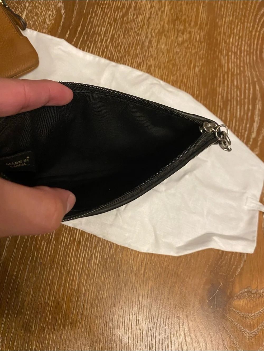 Coach Black Leather Wristlet with Top Zip and Strap